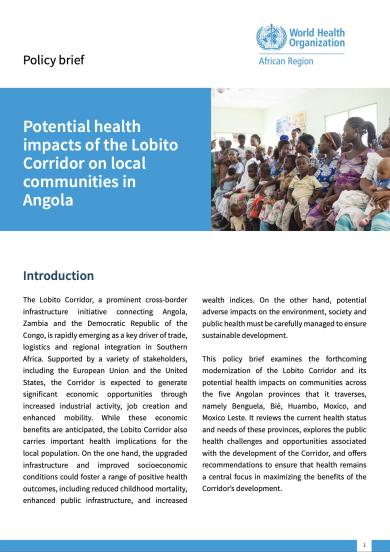 Potential health impacts of the Lobito Corridor on local communities in Angola
